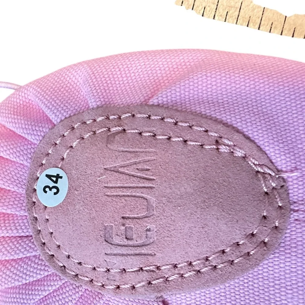 FEIJIAO Girls Pink Canvas‎ Split Sole Ballet Slippers Dance Shoes Size EU 34